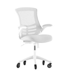 Flash Furniture BL-X-5M-WH-GY-RLB-GG Swivel Office Chair w/ Mid Back & Roller Wheels - Gray Mesh Back & Seat, White Mesh Back & Seat