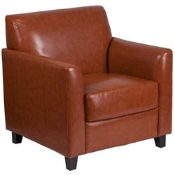Flash Furniture BT-827-1-CG-GG Reception Arm Chair - Cognac LeatherSoft Upholstery, Black Wood Feet, Brown