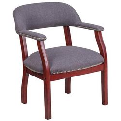Flash Furniture B-Z105-GY-GG Conference Chair w/ Gray Polyester Upholstery & Mahogany Wood Frame