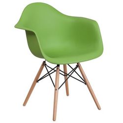 Flash Furniture FH-132-DPP-GN-GG Contoured Armchair w/ Green Plastic Seat & Wood Base