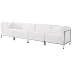 Flash Furniture ZB-IMAG-SET8-WH-GG 4 Piece Modular Lounge Chair Set - White LeatherSoft Upholstery, Stainless Legs