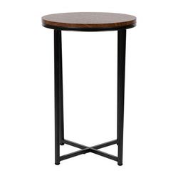 Flash Furniture NAN-JH-1787ET-WAL-BK-GG End Table w/ Walnut Wood Top & Matte Black Metal Legs - 16"W x 16"D x 23 1/2"H