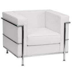 Flash Furniture ZB-REGAL-810-1-CHAIR-WH-GG Arm Chair - White LeatherSoft Upholstery, Stainless Legs