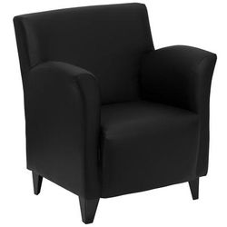 Flash Furniture ZB-ROMAN-BLACK-GG Reception Arm Chair - Black LeatherSoft Upholstery, Black Metal Feet