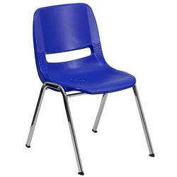 Flash Furniture RUT-16-NVY-CHR-GG Stacking Student Shell Chair - Navy Blue Plastic Seat, Chrome Frame