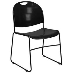 Flash Furniture RUT-188-BK-GG Stacking Chair w/ Black Polypropylene Seat & Black Metal Frame