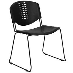 Flash Furniture RUT-NF02-BK-GG Stacking Chair w/ Black Plastic Seat & Black Metal Frame