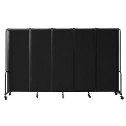 National Public Seating RDB6-5PT10 118"L Portable Room Divider w/ 5 Black PET Panels - 6ft High