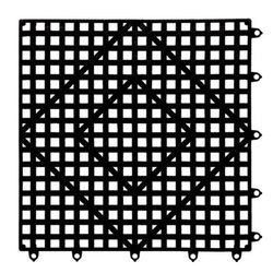 San Jamar VM5280BK-12 12" Square Interlocking Bar Mat - Rubber, Black