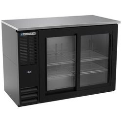 Beverage-Air BBN48HC-F-GS-B 48" Bar Refrigerator - 2 Sliding Glass Doors, Black, 115v, Right-Mounted Condenser