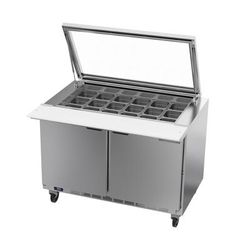 Beverage-Air SPE48HC-18M-STL 48" Hydrocarbon Series Mega Top Sandwich/Salad Prep Table w/ Refrigerated Base, 115v, Stainless Steel