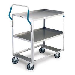 Lakeside 6820 2 Level Stainless Utility Cart w/ 500 lb Capacity, Raised Ledges, Silver