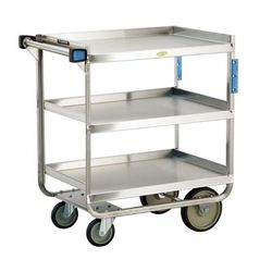 Lakeside 722 3 Level Stainless Utility Cart w/ 700 lb Capacity, Raised Ledges, Silver