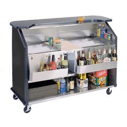 Lakeside 886 BLK 63 1/2" Portable Bar w/ (2) 40 lb Ice Bin, Speed Rail, Black