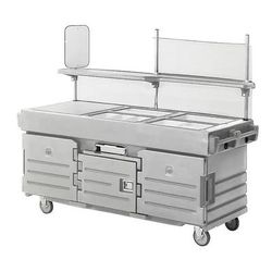 Cambro KVC854191 Kiosk Type Food Cart w/ Lockable Storage, 85 1/8"L x 33 1/2"W x 70 1/2"H, Gray, 4 Pan Wells, Granite Gray