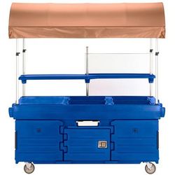 Cambro KVC854C186 Kiosk Type Food Cart w/ Cover & Lockable Storage, 85 1/8"L x 33 1/2"W x 94"H, Blue, 4 Pan Wells, Canopy