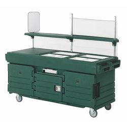 Cambro KVC856519 CamKiosk Kiosk Type Food Cart w/ Lockable Storage, 85 1/8"L x 33 1/2"W x 70 1/2"H, Green, 6 Pan Wells, Canopy