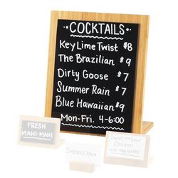 Cal-Mil 1103-811-60 Tabletop WriteOn Menu Board - 10 3/10" x 11 3/4", Bamboo, Beige