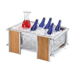 Cal-Mil 1472 Rectangular Ice Housing - 21"L x 14"W x 9"H, Silver/Bamboo, Brown