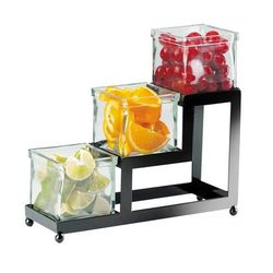 Cal-Mil 1803-4-13 Rectangular 3 Compartment Condiment Jar Display - Clear/Black
