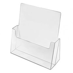 Cal-Mil 210 Brochure Card Holder - 8 1/2"W x 1 1/2"D x 10"H, Acrylic, Clear