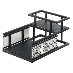 Cal-Mil 22068-85 2 Compartment Plate & Napkin Holder - 10 1/4"W x 15"D, Metal, Black