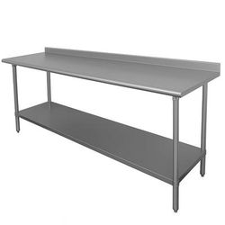Advance Tabco FLG-246 72" 14 ga Work Table w/ Undershelf & 304 Series Stainless Steel Top, 1 1/2" Backsplash