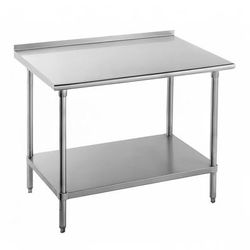 Advance Tabco FSS-367 84" 14 ga Work Table w/ Undershelf & 304 Series Stainless Top, 1 1/2" Backsplash, Stainless Steel