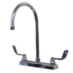 Advance Tabco K-134 Deck Mount Faucet w/ 8 1/2" Gooseneck Spout & 8" Wrist Handles