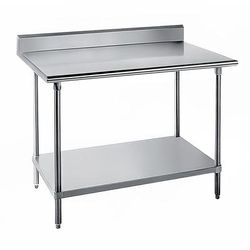 Advance Tabco KAG-242 24" 16 ga Work Table w/ Undershelf & 430 Series Stainless Steel Top, 5" Backsplash