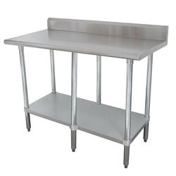 Advance Tabco KSLAG-308-X 96" 16 ga Work Table w/ Undershelf & 430 Series Stainless Steel Top, 5" Backsplash