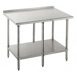 Advance Tabco SFG-249 108" 16 ga Work Table w/ Undershelf & 430 Series Stainless Steel Top, 1 1/2" Backsplash