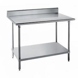 Advance Tabco SKG-3011 132" 16 ga Work Table w/ Undershelf & 430 Series Stainless Steel Top, 5" Backsplash