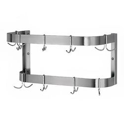 Advance Tabco SW-84 84" Wall-Mount Pot Rack w/ (18) Double Hooks, Stainless Steel, Double Bar