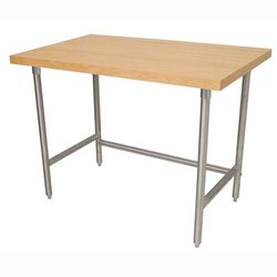 Advance Tabco TH2S-368 1 3/4" Maple Top Work Table w/ Open Base, 96"L x 36"D, Stainless Steel
