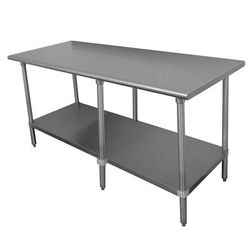 Advance Tabco TTS-248 96" 18 ga Work Table w/ Undershelf & 430 Series Stainless Steel Flat Top