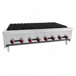 Bakemax BACGG48-8 48" Gas Charbroiler w/ Cast Iron Grates, Convertible, Stainless Steel, Gas Type: Convertible