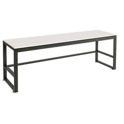 Cal-Mil 22341-64-15 2 Tier Merchandising Table w/ White Top & Metal Frame - 64 1/2"W x 18"D x 24 1/4"H