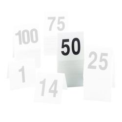 Cal-Mil 227-1 Tabletop Number Tents - 26 50, 3" x 3", White/Black