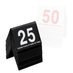 Cal-Mil 234-13 Tabletop Number Tents - 1 25, 3" x 3 1/2", Black/White