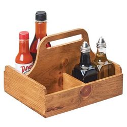 Cal-Mil 3692-99 Madera 4 Compartment Rectangular Condiment Caddy - Wood, Brown