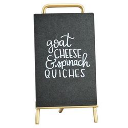 Cal-Mil 3717-46-46 Tabletop Write-On Sign w/ Easel - 4" x 6", Brass, Black