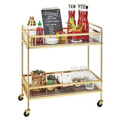 Cal-Mil 3719-46 Mobile Beverage Service Cart w/ 2 Shelves - 27"W x 16"D x 36"H, Brass, Gold