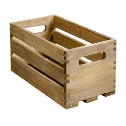 American Metalcraft WTV12 Rectangular Bread Basket Crate, Wood, Beige