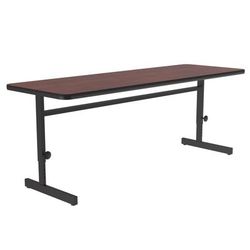 Correll CSA2460-20-09-09 Rectangular Adjustable Height Work Station, 60"W x 24"D - Mahogany/Black T-Mold, Red