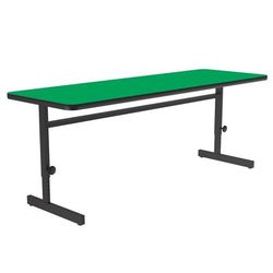 Correll CSA2472-39-09-09 Rectangular Adjustable Height Work Station, 72"W x 24"D - Green/Black T-Mold
