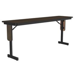 Correll SP1860PX 18 x 60" Panel Leg Seminar and Training Table, 29" H, Walnut/Black