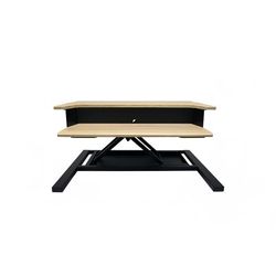 Luxor CVTR PRO-WO Adjustable Standing Desk Converter w/ Keyboard Shelf - 5" to 15 1/2"H, White Oak, Brown