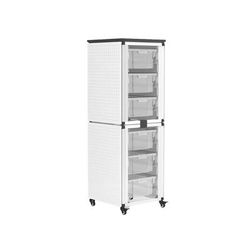 Luxor MBS-STR-12-6L 28 3/4" 2 Stacked Modular Classroom Storage Cabinets w/ 6 Large Bins, Steel, White