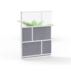 Luxor MW-5370-XFCG Modular Room Divider Add On Wall w/ PET & Acrylic Panels, 53"W x 70"H, Gray